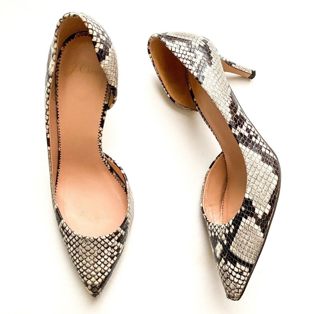 J Crew Women's Size 8.5 Lucie Pumps Heels in Snake Embossed Leather